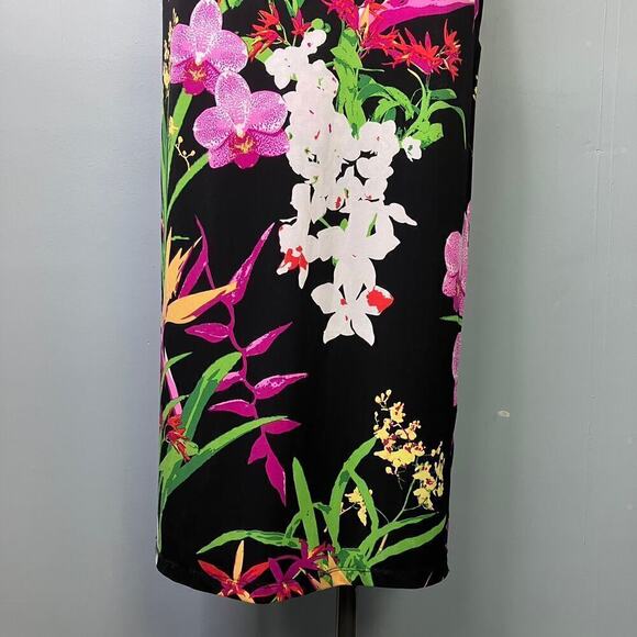 G.I.L.I. Got It Love It Short Sleeve Black Floral Bodycon Maxi Dress Size XSP - Picture 3 of 15
